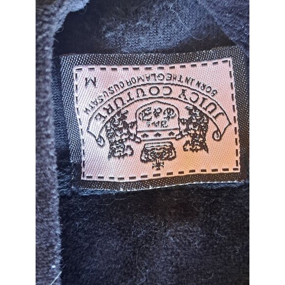 Y2K Juicy Couture Black Velour Hoodie Sunflower Embroidered Logo Womens Size XS - Picture 7 of 13